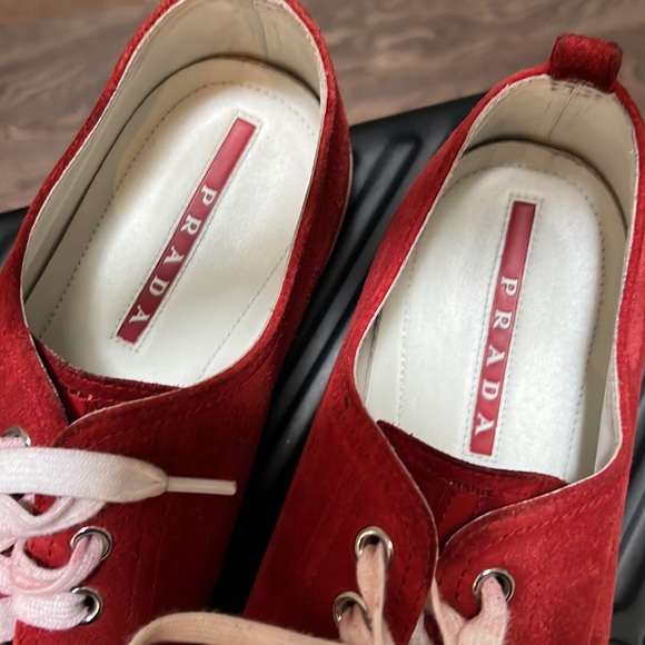Prada red suede lace ups - Picture 2 of 6